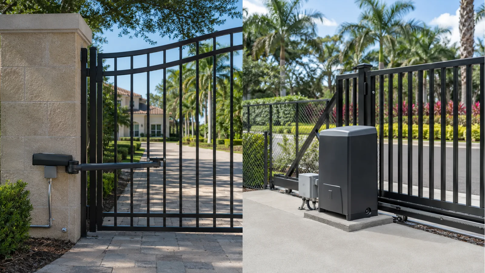 Operator selection depends on the gate, traffic, wind, power, safety and access-control requirements